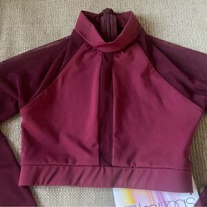 BALTOGS Girl’s Burgundy Long Sleeve Crop Top